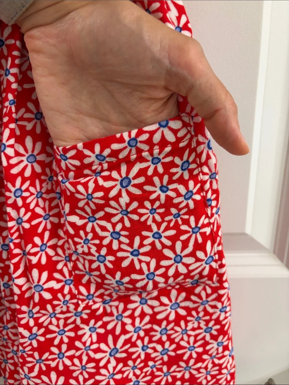 Cat & Jack Red Floral Button-Front Sundress with Blue Accents